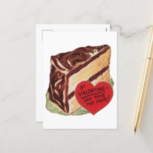 Cute retro vintage cake Valentine Holiday Postcard