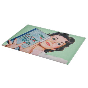 Cute retro vintage cook book cutting board