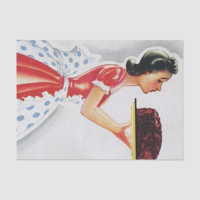 cute retro vintage decoupage lady baking tissue paper (Front)
