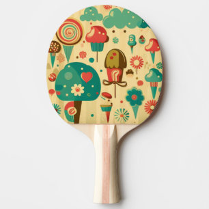Cute retro vintage design kids Ping Pong Paddle
