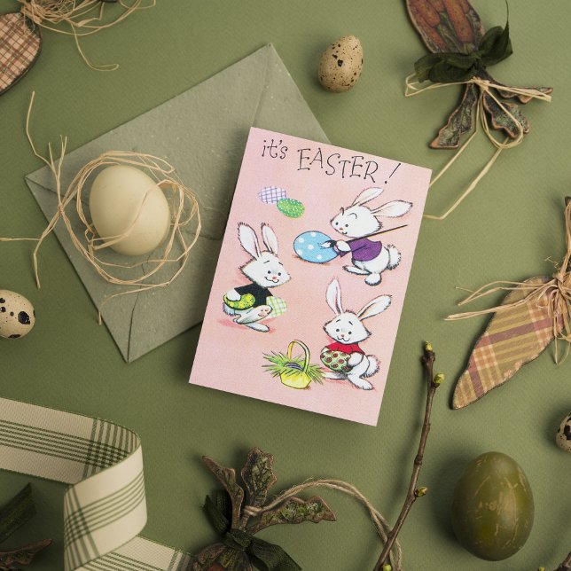 cute retro vintage Easter bunnies  Postcard (Creator Uploaded)