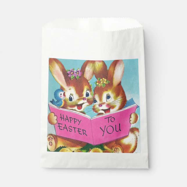 Cute retro vintage Easter bunny  Favour Bag (Front)