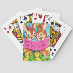 Cute retro vintage Easter bunny Playing Cards