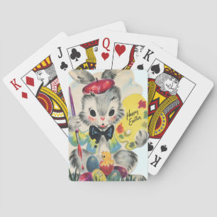 Cute retro vintage Easter bunny Playing Cards