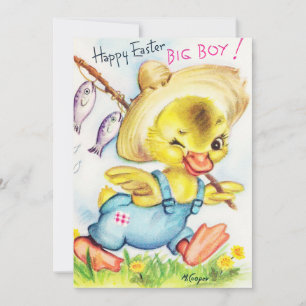 Cute retro vintage Easter duck add message Holiday Card