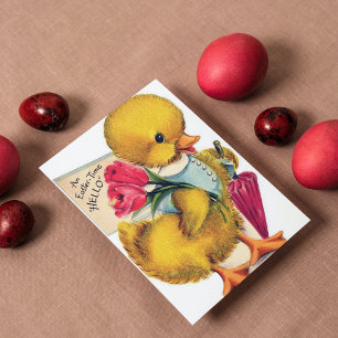 Cute retro vintage Easter duck add message Holiday Card