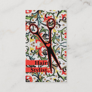 cute retro vintage floral scissors hair stylist appointment card