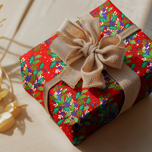 Cute retro vintage green leaves holidays  wrapping paper