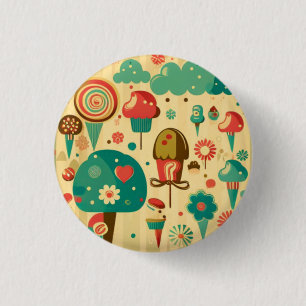 Cute retro vintage ice creams 1 inch round button
