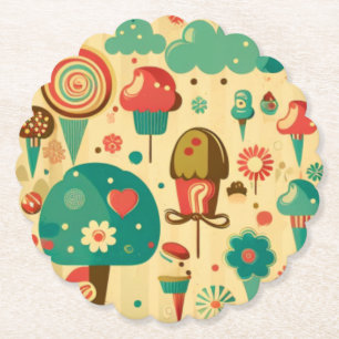 Cute retro vintage ice creams paper coaster