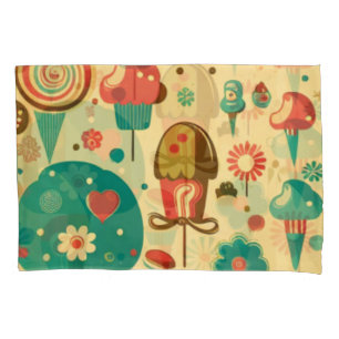 Cute retro vintage ice creams pillowcase