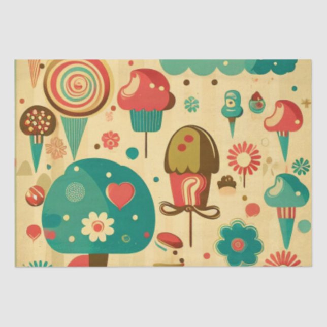 Cute retro vintage ice creams tissue paper (Front)
