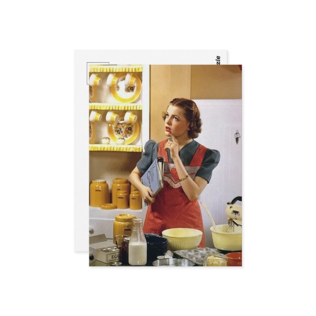 cute retro vintage kitchen lady  postcard (Front/Back In Situ)