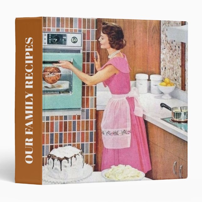 Cute retro vintage kitchen recipe binder (Front/Spine)