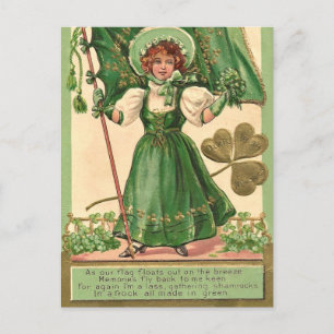 Cute retro vintage lady Saint Patrick's Day Holiday Postcard