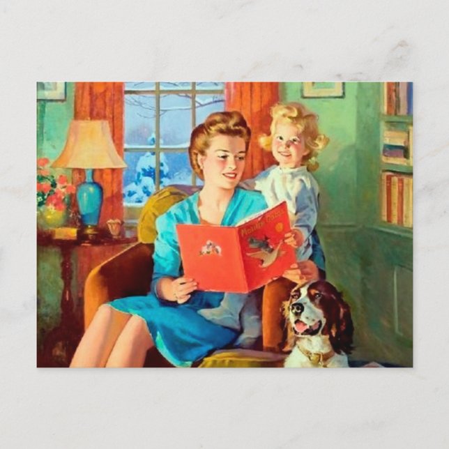 Cute retro vintage Lecture carte postale (Devant)