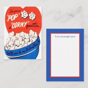 cute retro vintage popcorn Valentine Card
