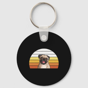 Cute Retro Vintage Pug Dog For Dog Best Friend Keychain