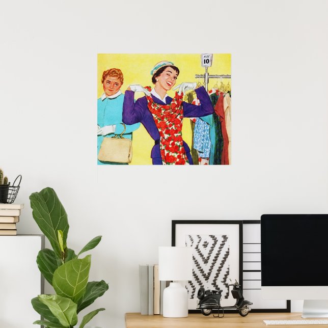 cute retro vintage shopper  poster (Home Office)