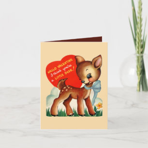 cute retro vintage Valentine deer add sentiment Holiday Card