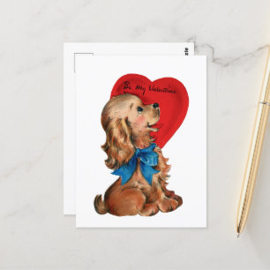 Cute retro vintage Valentine dog  Postcard