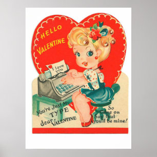 Cute retro vintage Valentine Holiday poster