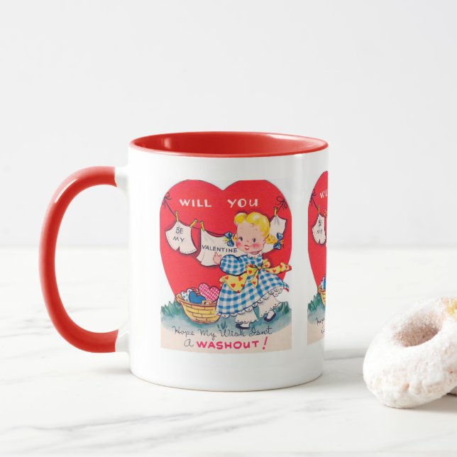Cute retro vintage Valentine wash Mug (With Donut)