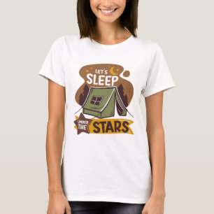 Cute Retro Wanderlust Let'S Sleep Under Stars T-Shirt