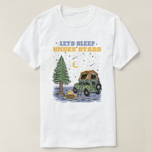 Cute Retro Wanderlust Let'S Sleep Under Stars T-Shirt