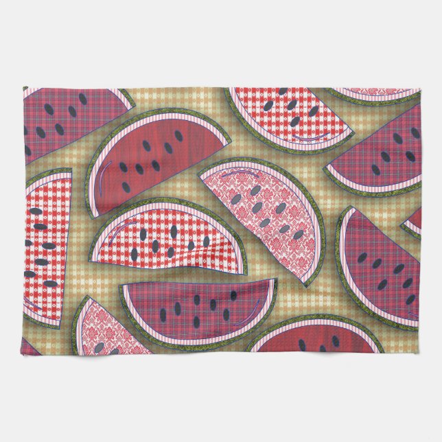 Cute Retro Watermelons Kitchen Towel (Horizontal)