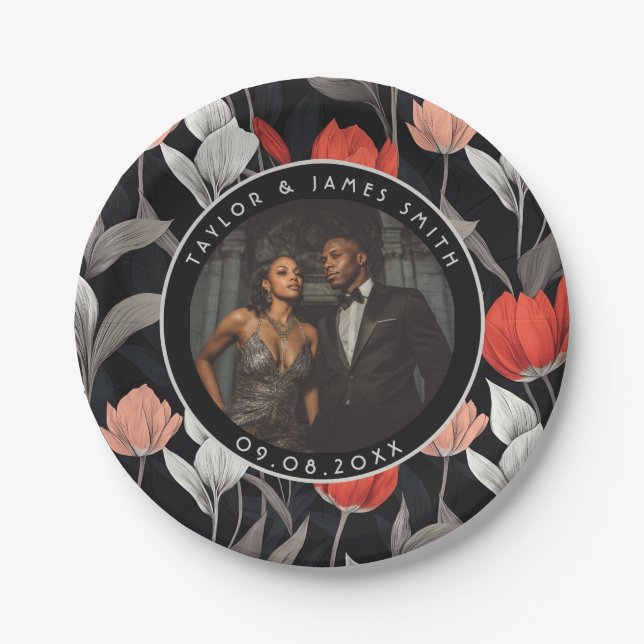 Cute Retro Wedding Plates For Bride And Groom (Front)