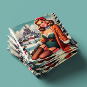 Cute Retro Winter Pin-up Magnet