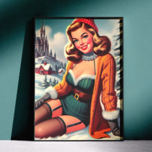 Cute Retro Winter Pin-up Poster