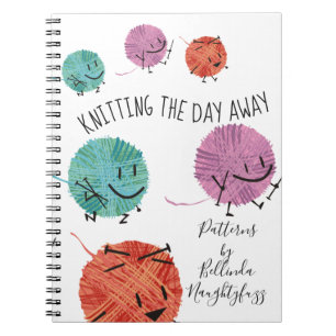 Cute retro yarn knitting needles pattern notebook
