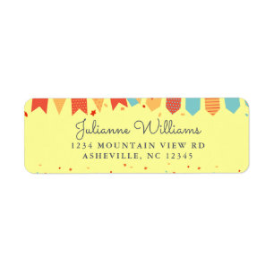 Cute Return Address Party Colourful Confetti Flags