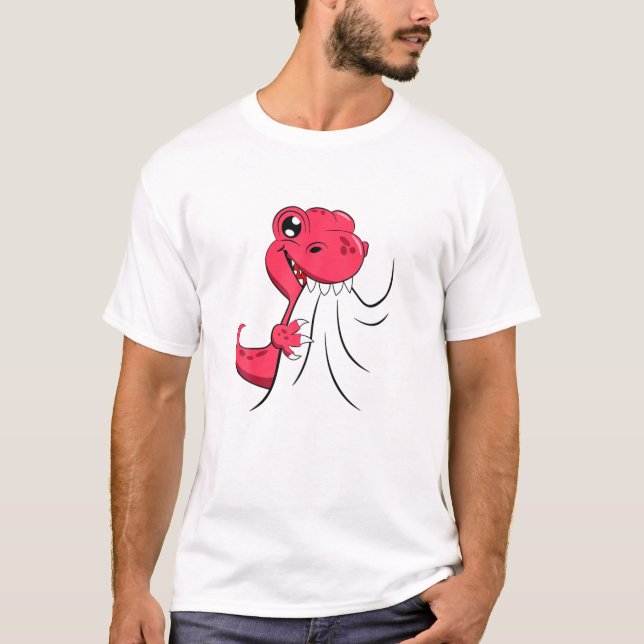 Cute Rex Dinosaur Eating T-Shirt (Front)
