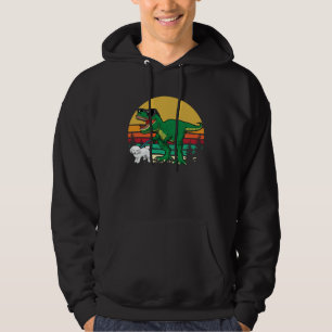 Cute Rex Dinosaur Walking Bichon Frise Dog Walker  Hoodie