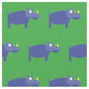 Cute Rhino Kids Baby Nursery Green Rhinoceros Fabric