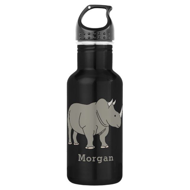 Cute Rhino Personalized Custom Name Back To School 532 Ml Water Bottle (Front)