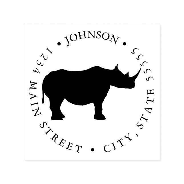 Cute Rhino Safari Return Label Self-inking Stamp (Design)