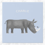 Cute Rhinoceros Animal Lover Custom Name Faux Canvas Print<br><div class="desc">A fun rhinoceros illustration for animal and wildlife lovers. Perfect for boys or girls.
Change or remove the name to customize.</div>