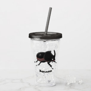 Cute rhinoceros beetle cartoon illustration acrylic tumbler