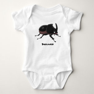 Cute rhinoceros beetle cartoon illustration baby bodysuit