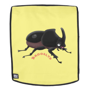 Cute rhinoceros beetle cartoon illustration backpack