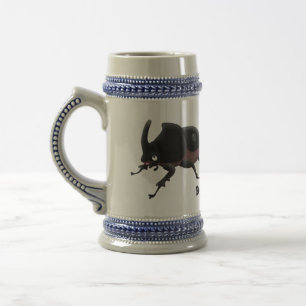 Cute rhinoceros beetle cartoon illustration beer stein