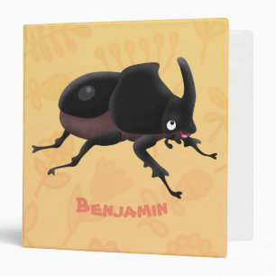 Cute rhinoceros beetle cartoon illustration binder