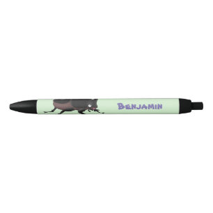 Cute rhinoceros beetle cartoon illustration black ink pen