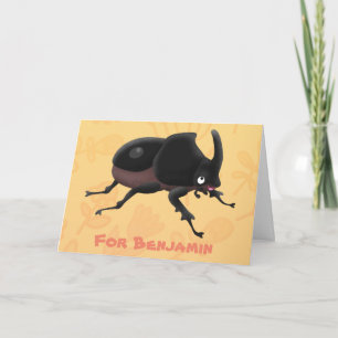 Cute rhinoceros beetle cartoon illustration card