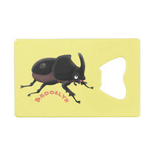 Cute rhinoceros beetle cartoon illustration credit card bottle opener