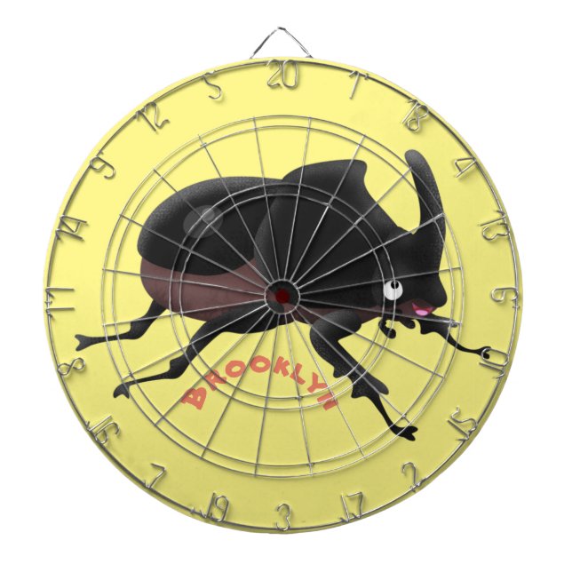 Cute rhinoceros beetle cartoon illustration dartboard (Front)